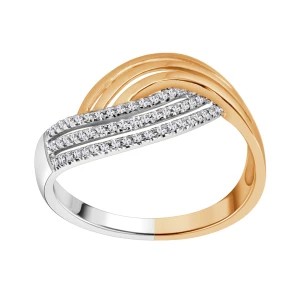 Zdjęcie produktu Pierścionek z dwukolorowego złota z diamentami Biżuteria YES