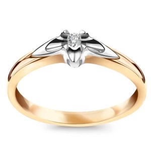 Zdjęcie produktu Pierścionek z dwukolorowego złota z diamentem - Amore Amore - Biżuteria YES