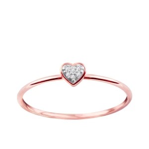 Zdjęcie produktu Pierścionek z różowego złota z diamentami - serce Biżuteria YES