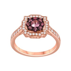 Zdjęcie produktu Pierścionek z różowego złota z różowymi szafirami i diamentami Biżuteria YES