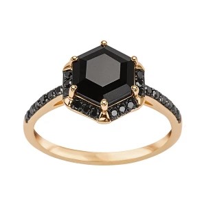 Zdjęcie produktu Pierścionek złoty z onyksem i czarnymi diamentami - Midnight Midnight - Biżuteria YES