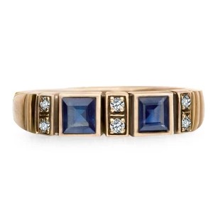 Zdjęcie produktu Pierścionek złoty z szafirami i diamentami - Kolekcja Wiktoriańska Wiktoriańska - Biżuteria YES