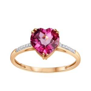 Zdjęcie produktu Pierścionek złoty z topazem i diamentami - serce Biżuteria YES