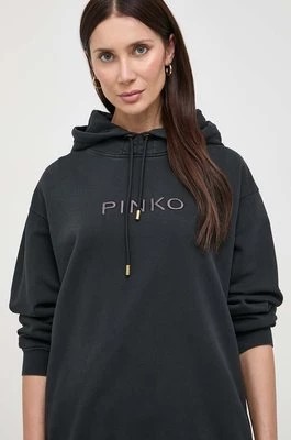 Zdjęcie produktu Pinko bluza bawełniana damska kolor czarny z kapturem z aplikacją 101685.A1N7