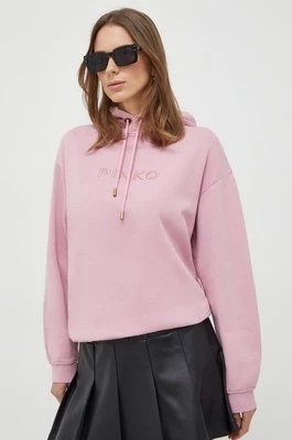 Zdjęcie produktu Pinko bluza bawełniana damska kolor różowy z kapturem z aplikacją 101685.A1N7