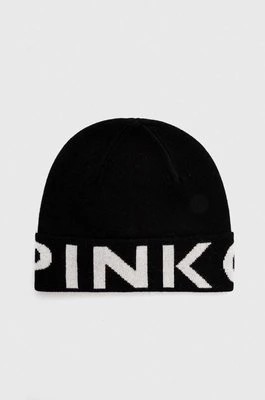Zdjęcie produktu Pinko czapka wełniana kolor czarny z cienkiej dzianiny wełniana 101507.A101