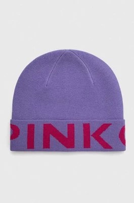 Zdjęcie produktu Pinko czapka wełniana kolor fioletowy z cienkiej dzianiny wełniana 101507.A101