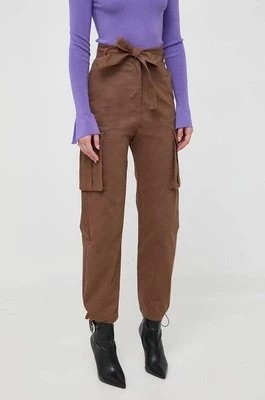 Zdjęcie produktu Pinko spodnie bawełniane kolor brązowy proste high waist