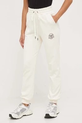 Zdjęcie produktu Pinko spodnie dresowe bawełniane kolor beżowy z aplikacją 100371.A162