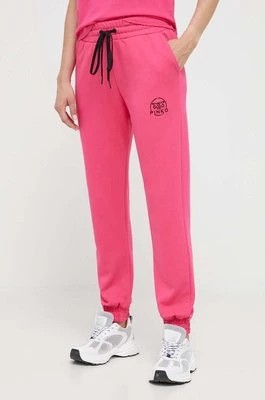 Zdjęcie produktu Pinko spodnie dresowe bawełniane kolor różowy z aplikacją 100371.A162