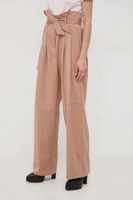 Zdjęcie produktu Pinko spodnie wełniane kolor beżowy szerokie high waist 102203.A1B3