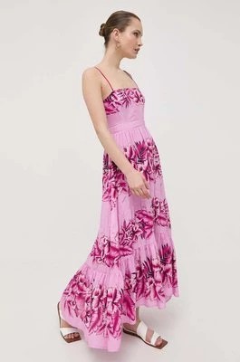 Zdjęcie produktu Pinko sukienka bawełniana kolor różowy maxi rozkloszowana