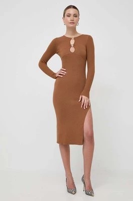 Zdjęcie produktu Pinko sukienka wełniana kolor brązowy midi dopasowana 101845.A15S