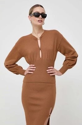 Zdjęcie produktu Pinko sweter wełniany damski kolor brązowy lekki