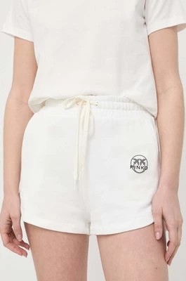Zdjęcie produktu Pinko szorty bawełniane kolor biały z nadrukiem high waist