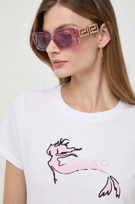 Zdjęcie produktu Pinko t-shirt bawełniany damski kolor biały 100355.A1OC