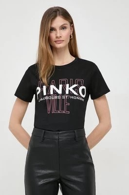 Zdjęcie produktu Pinko t-shirt bawełniany damski kolor czarny 100535.A1LV