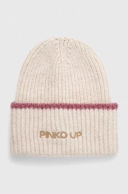 Zdjęcie produktu Pinko Up czapka z domieszką wełny dziecięca kolor beżowy z grubej dzianiny