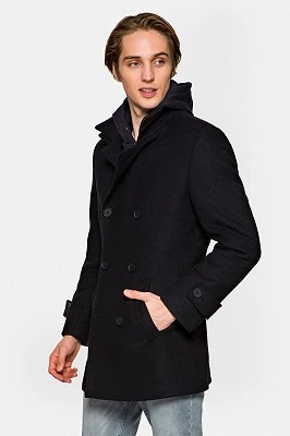 Zdjęcie produktu Płaszcz Czarny z Wełną Embrace 3 Lancerto