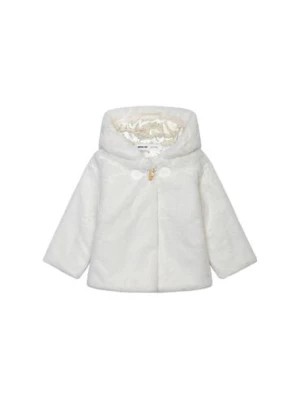 Zdjęcie produktu Ocieplany płaszcz niemowlęcy z kapturem - biały Minoti