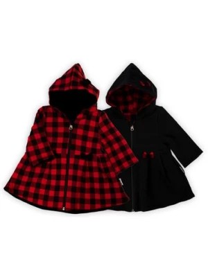 Zdjęcie produktu Płaszcz dresowy niemowlęcy dla dziewczynki w kratkę czarny Nicol