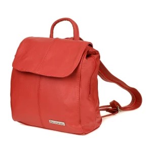 Zdjęcie produktu plecak SKÓRZANY damski mały B5 z klapą czerwony czerwony Merg