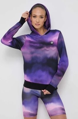 Zdjęcie produktu PLEIN SPORT bluza bawełniana damska kolor fioletowy z kapturem wzorzysta