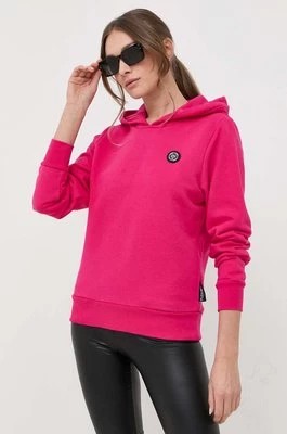 Zdjęcie produktu PLEIN SPORT bluza damska kolor różowy z kapturem z nadrukiem