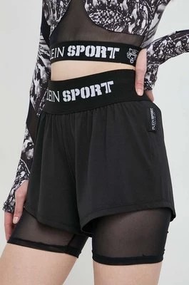 Zdjęcie produktu PLEIN SPORT szorty damskie kolor czarny z nadrukiem high waist