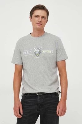 Zdjęcie produktu PLEIN SPORT t-shirt bawełniany kolor szary z nadrukiem
