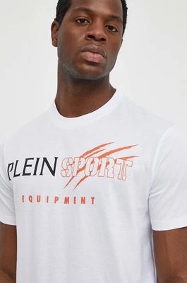Zdjęcie produktu PLEIN SPORT t-shirt bawełniany męski kolor biały z nadrukiem