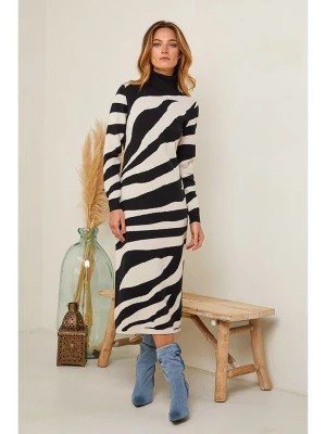 Zdjęcie produktu Plume Sukienka dzianinowa "Abelardo" w kolorze kremowo-czarnym rozmiar: L