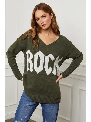 Zdjęcie produktu Plume Sweter "Azel" w kolorze khaki rozmiar: M