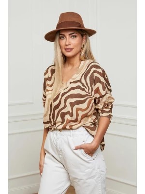 Zdjęcie produktu Plus Size Company Bluzka "Emry" w kolorze beżowo-brązowo-karmelowym rozmiar: 44