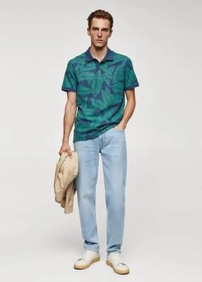 Zdjęcie produktu Koszulka polo bawełniana z tropikalnym wzorem mango man
