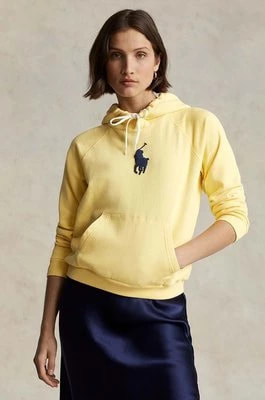 Zdjęcie produktu Polo Ralph Lauren bluza bawełniana damska kolor żółty z kapturem z aplikacją