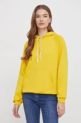 Zdjęcie produktu Polo Ralph Lauren bluza bawełniana damska kolor żółty z kapturem z aplikacją