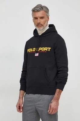 Zdjęcie produktu Polo Ralph Lauren bluza męska kolor czarny z kapturem z nadrukiem