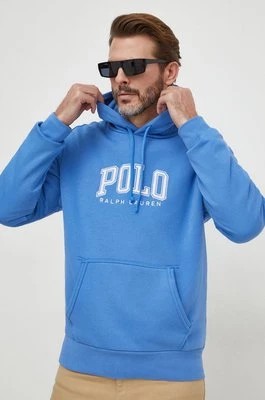 Zdjęcie produktu Polo Ralph Lauren bluza męska kolor niebieski z kapturem z aplikacją