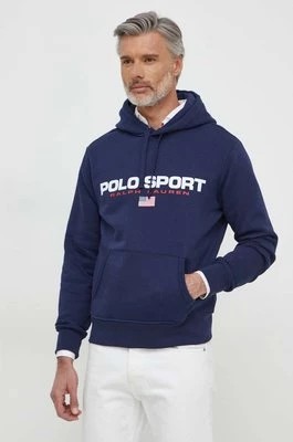 Zdjęcie produktu Polo Ralph Lauren bluza męska kolor niebieski z kapturem z nadrukiem