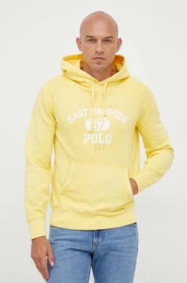 Zdjęcie produktu Polo Ralph Lauren bluza męska kolor żółty z kapturem z nadrukiem