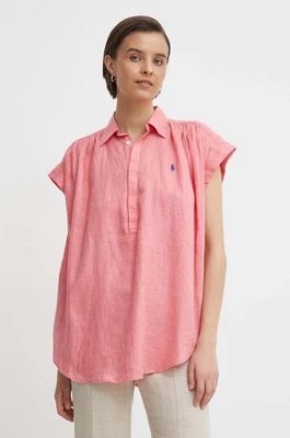 Zdjęcie produktu Polo Ralph Lauren bluzka lniana kolor różowy gładka 211935131