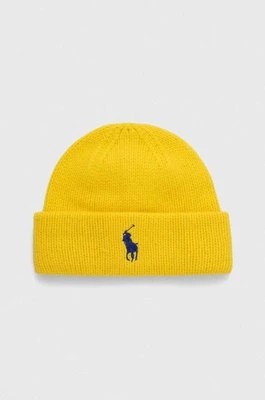 Zdjęcie produktu Polo Ralph Lauren czapka wełniana kolor żółty z grubej dzianiny wełniana