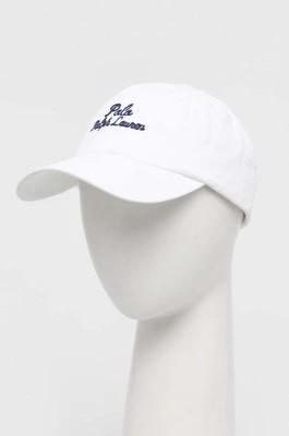 Zdjęcie produktu Polo Ralph Lauren czapka z daszkiem bawełniana kolor biały z nadrukiem