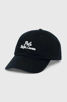 Zdjęcie produktu Polo Ralph Lauren czapka z daszkiem bawełniana kolor czarny z nadrukiem