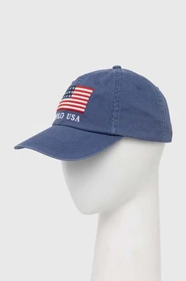 Zdjęcie produktu Polo Ralph Lauren czapka z daszkiem bawełniana kolor niebieski z aplikacją
