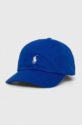 Zdjęcie produktu Polo Ralph Lauren czapka z daszkiem bawełniana kolor niebieski z aplikacją