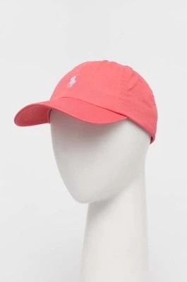 Zdjęcie produktu Polo Ralph Lauren czapka z daszkiem bawełniana kolor różowy z aplikacją