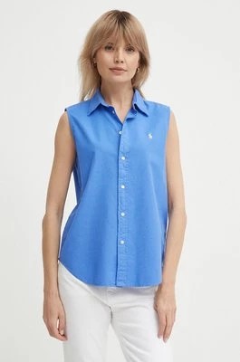 Zdjęcie produktu Polo Ralph Lauren koszula bawełniana damska kolor niebieski regular z kołnierzykiem klasycznym 211906512