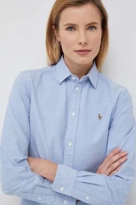 Zdjęcie produktu Polo Ralph Lauren koszula bawełniana damska kolor niebieski regular z kołnierzykiem klasycznym